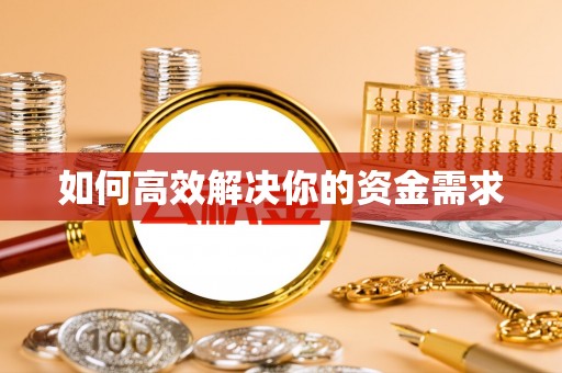 池上如何高效解决你的资金需求