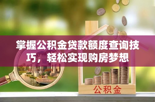 池上掌握公积金贷款额度查询技巧，轻松实现购房梦想