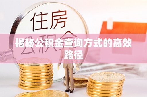 池上揭秘公积金查询方式的高效路径